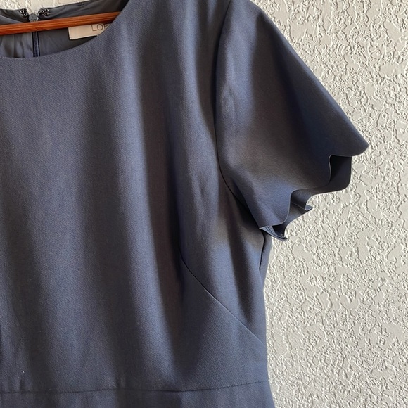 LOFT Womens Dress Sheath Short Sleeve Blue Gray Business Work Round Neck Size 10 - Picture 4 of 6